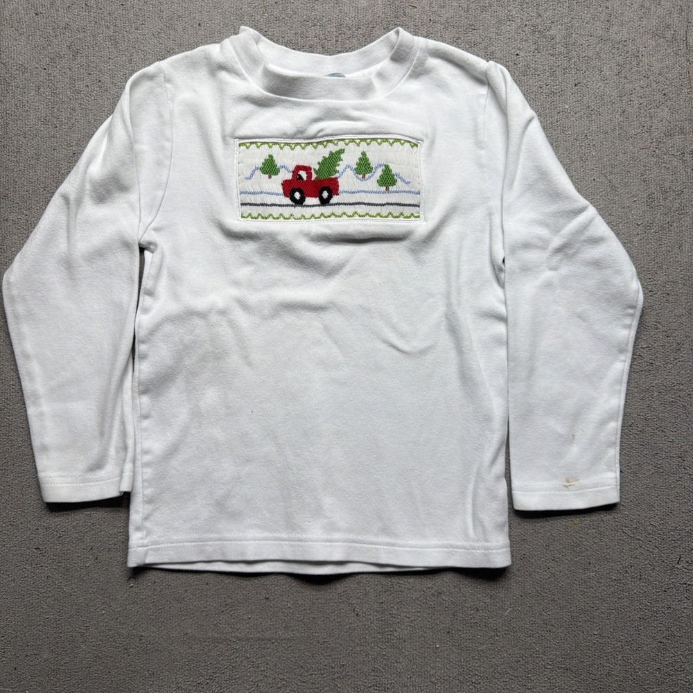 Beth Terrell Smocked Embroidered Child Shirt‎ White Long Sleeve Size 3T